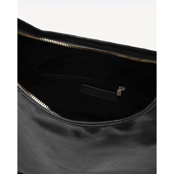 Newbella Women's Black Soft PU Leather Shoulder Tote Hobo Purses with Zipper - Picture 4 of 8